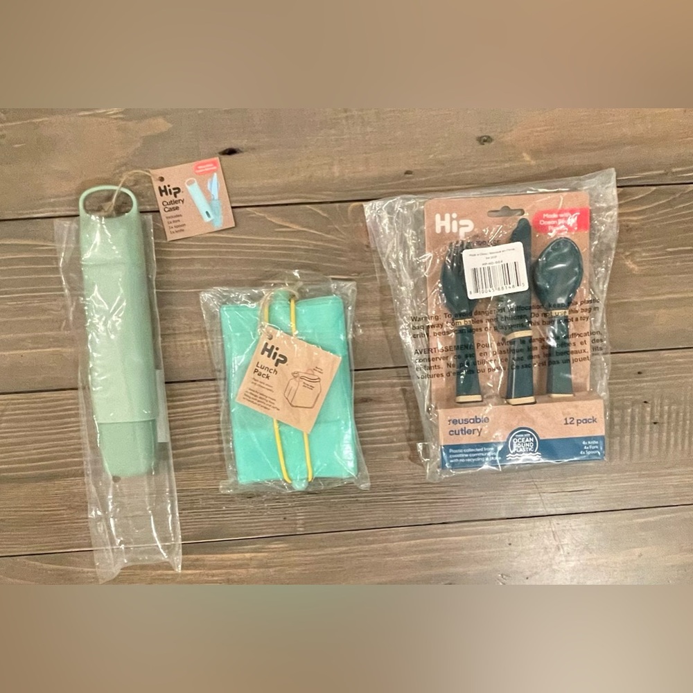 Hip Reusable utensil & lunch kit Sets! 3 in total! New in packaging!